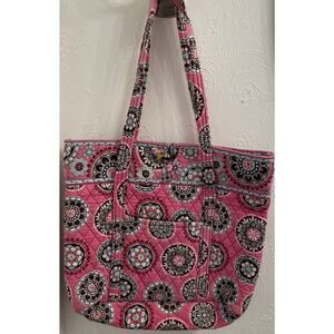 Vera Bradley Pink Audrey Cupcakes Tote Bag Shoulder Bag Toggle Top Large